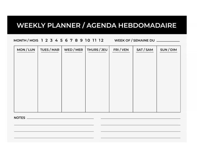 Weekly Desk Planner Pad 11.6x8 Inch - 52 Sheets - Brantford Surplus