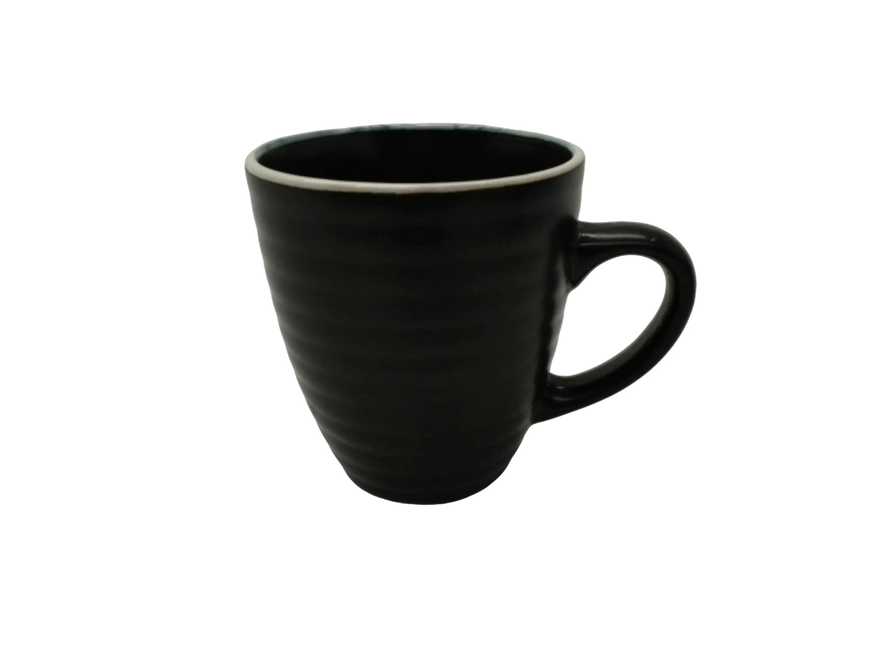 Mug 12oz. Stoneware Black W/white Rim KWDC