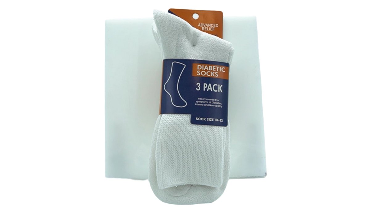 White Diabetic Socks 3 - Pack for Men Size 10 - 13 - Brantford Surplus
