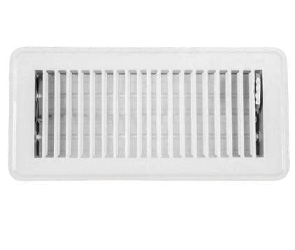White Steel Floor Vent Register 4x10 Inch Adjustable - Brantford Surplus
