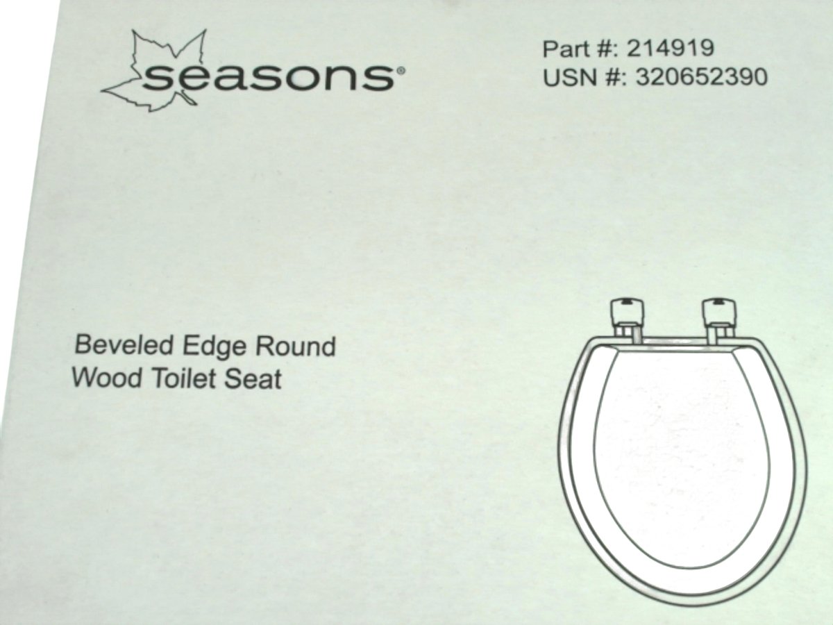 White Wooden Round Toilet Seat - Beveled Edge by Seasons - Brantford Surplus