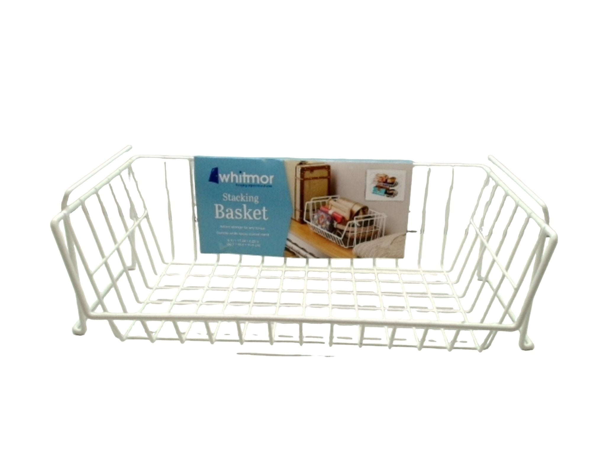 Whitmor Wire Stacking Basket - Medium White Organizer - Brantford Surplus