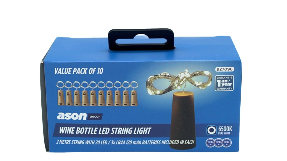 Wine Bottle LED String Lights 10 - Pack – Pure White Ason Decor - Brantford Surplus