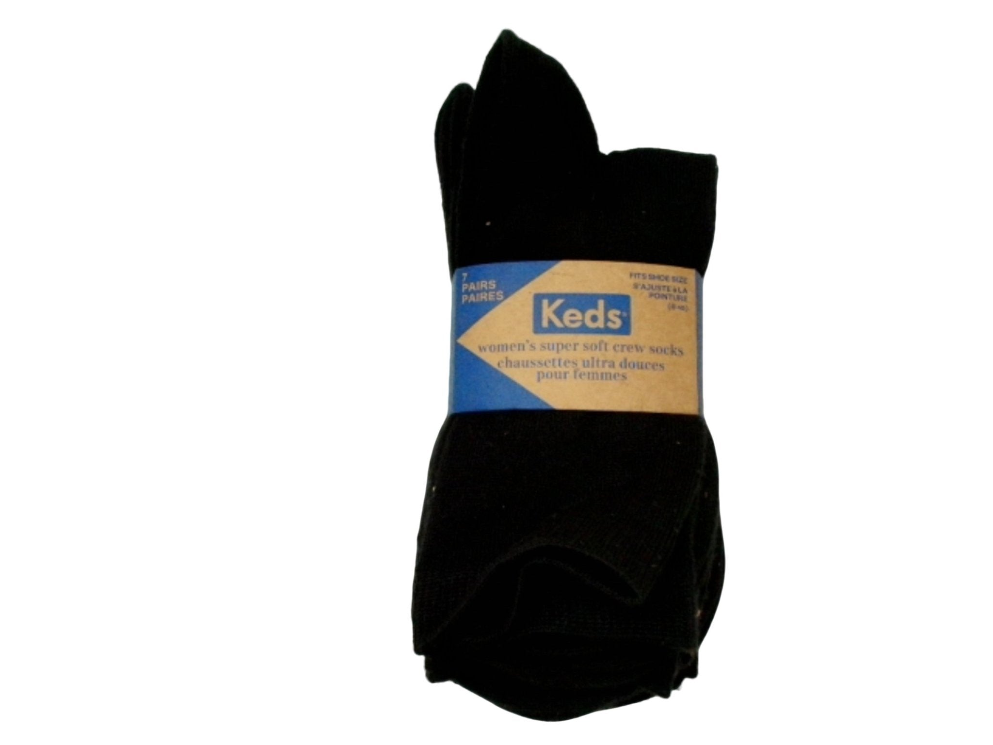 Women's Super Soft Black Crew Socks 7pk - Keds - Brantford Surplus