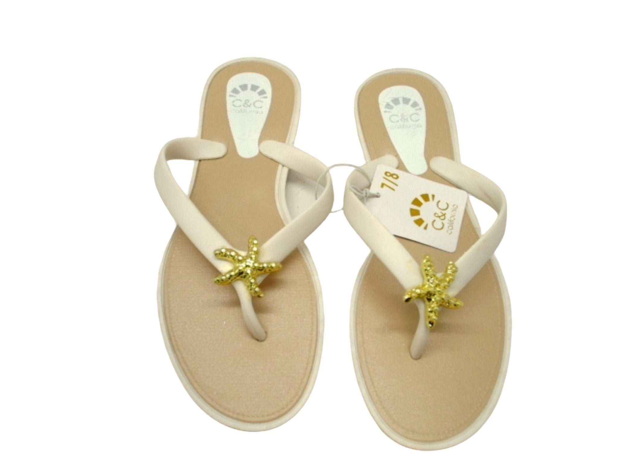 Women's White Medallion Sandals - C&C Sea Fashion Flats - Brantford Surplus