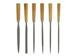 6 Pc 160mm Needle File W/wooden Handle Set Toolway Industries