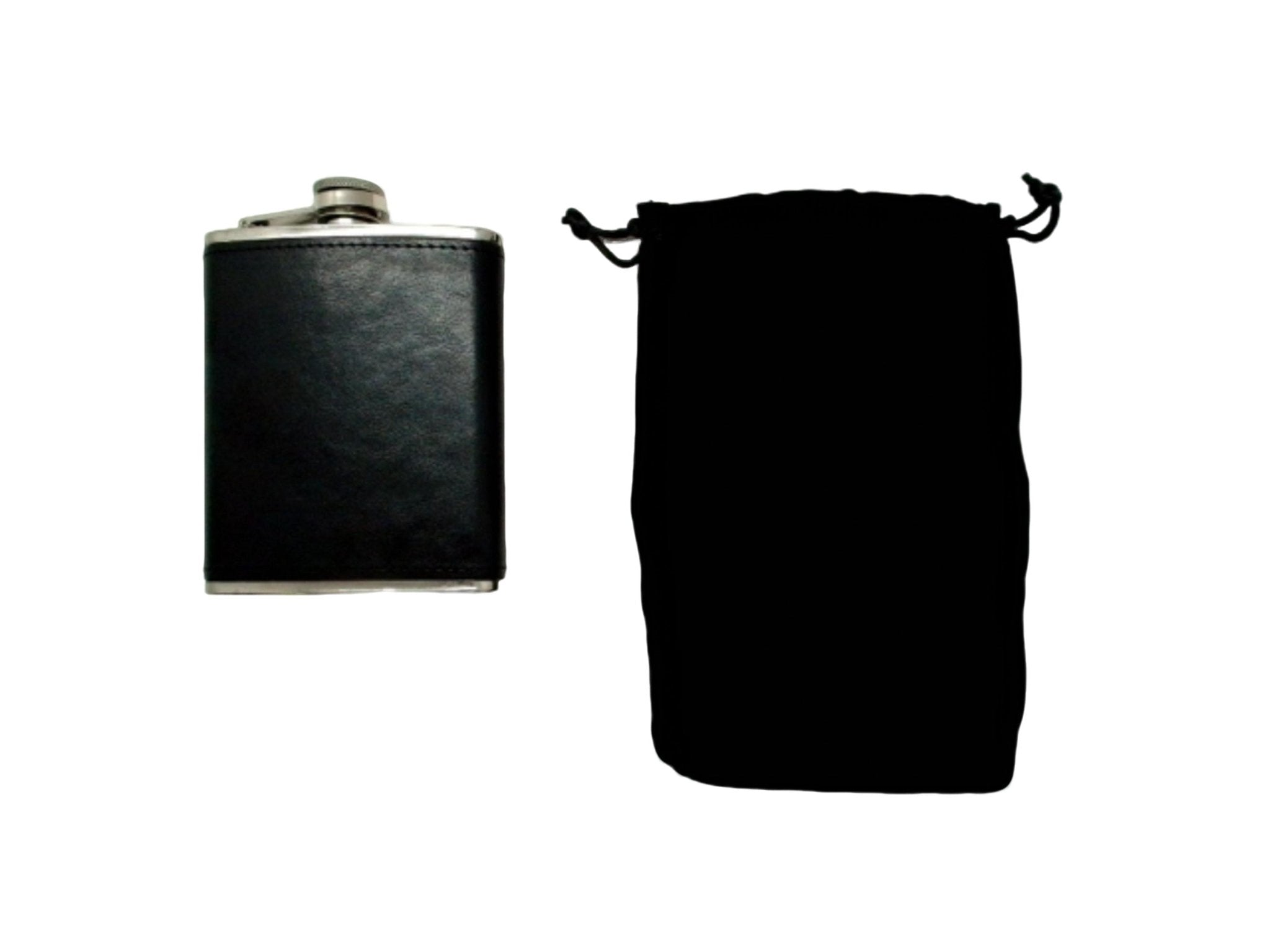 Wrapped Flask Black 7oz. Stainless Steel W/pouch(display) - Brantford Surplus