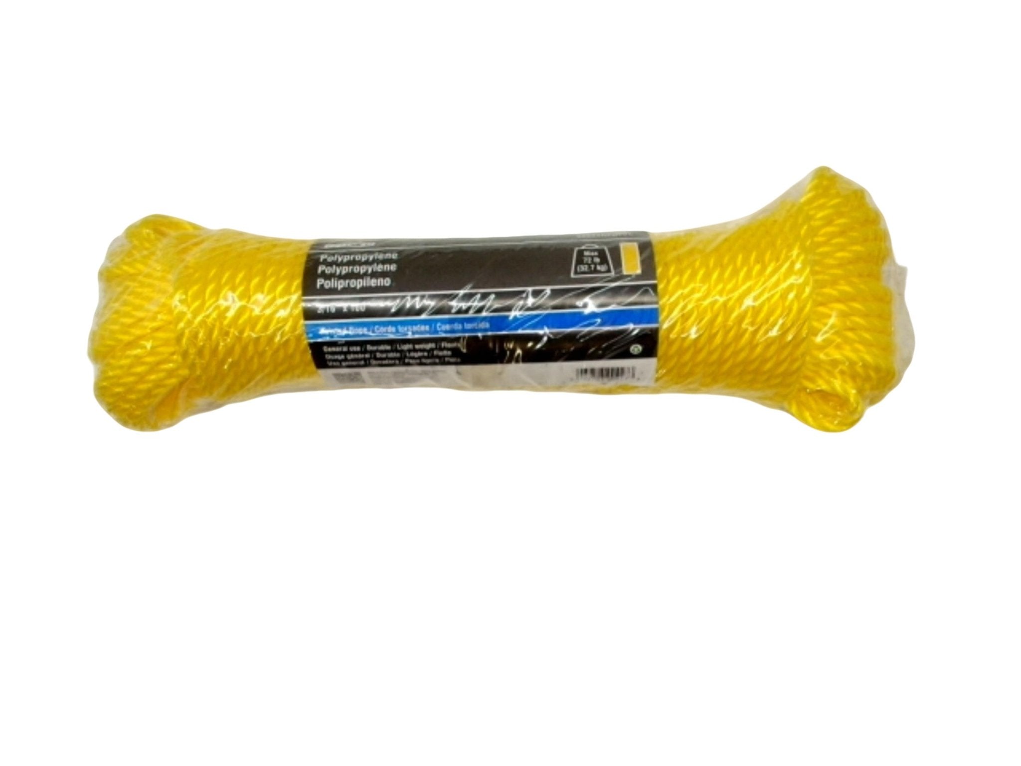 Yellow Polypropylene Twisted Rope 3/16"x100' - Onward 72lb - Brantford Surplus