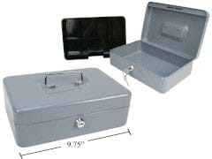 Cash Box Heavy duty grey 9.75x6.5x3 inch - Brantford Surplus