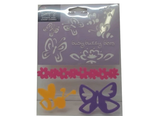 Stencil & Stamp Combo Set Buzzy Bee Plaid Simply