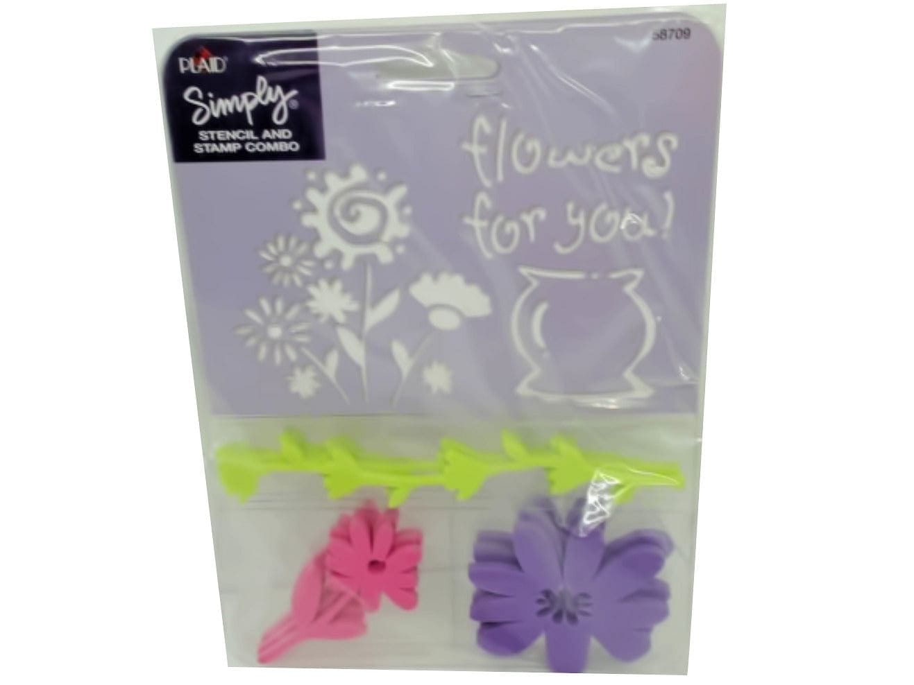 Stencil & Stamp Combo Set Flowers - Brantford Surplus