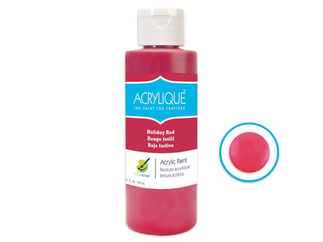 035 HOLIDAY RED Color Factory: 4oz Acrylique Paint for Crafter's - Brantford Surplus
