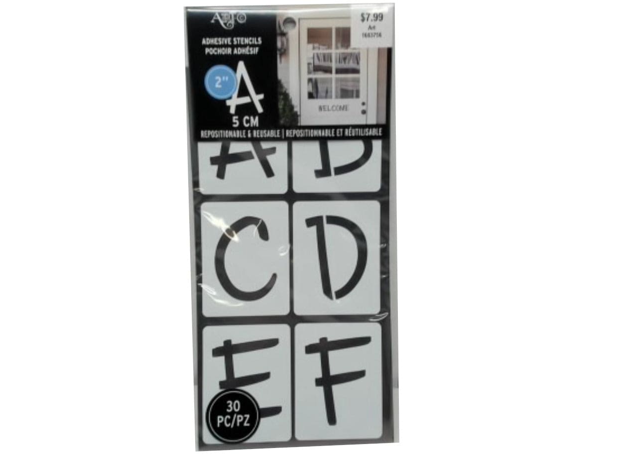 Adhesive Stencils 2" Fun Font 30pcs. - Brantford Surplus