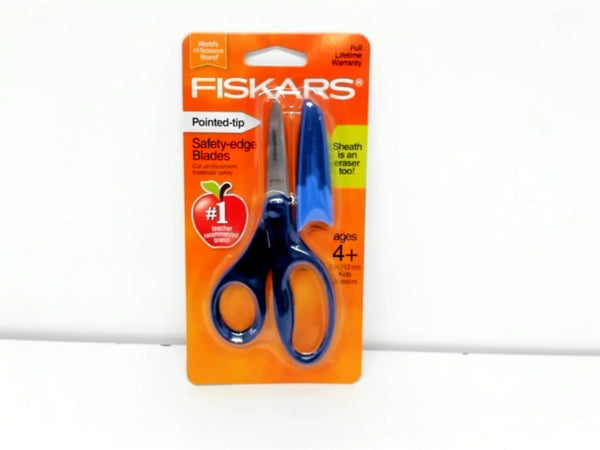 Kids Scissors 5" w/Eraser Sheath Blue Fiskars