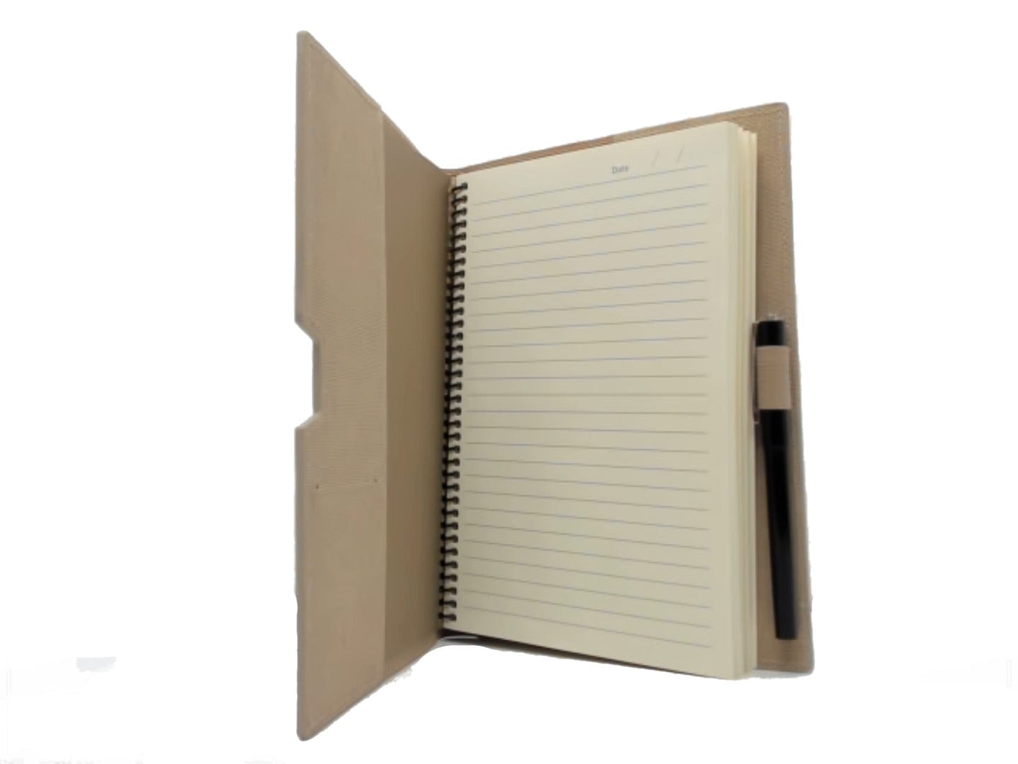 Notebook 9.5" X 6.5" Tan Hardcover Linen W/pen & Holder - Brantford Surplus