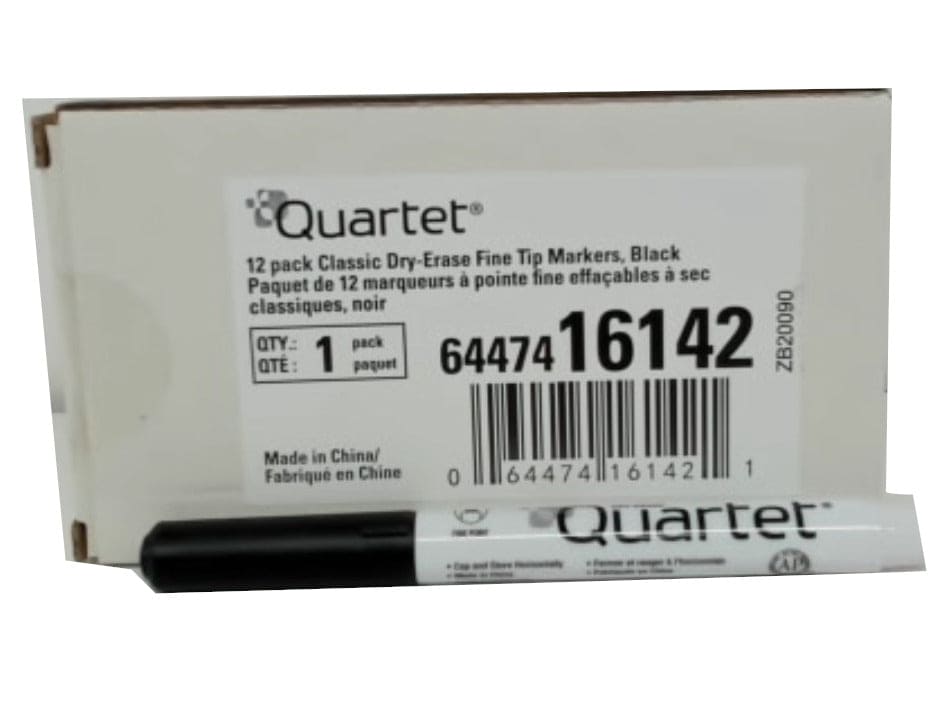 Dry Erase Markers 12pk. Black Fine Tip Quartet (or $0.69ea) - Brantford Surplus