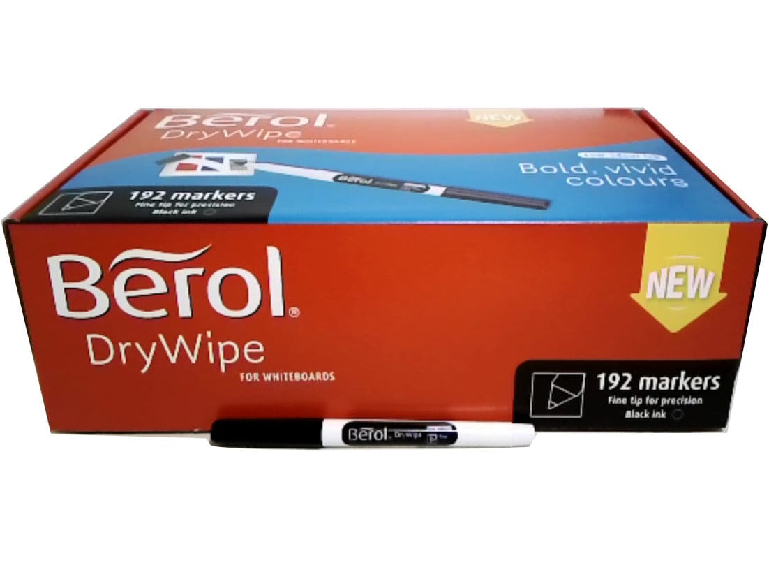 Dry Erase Markers 192pk. Black Fine Tip Berol and B/U $0.19ea, 6pc/$1.00 - Brantford Surplus