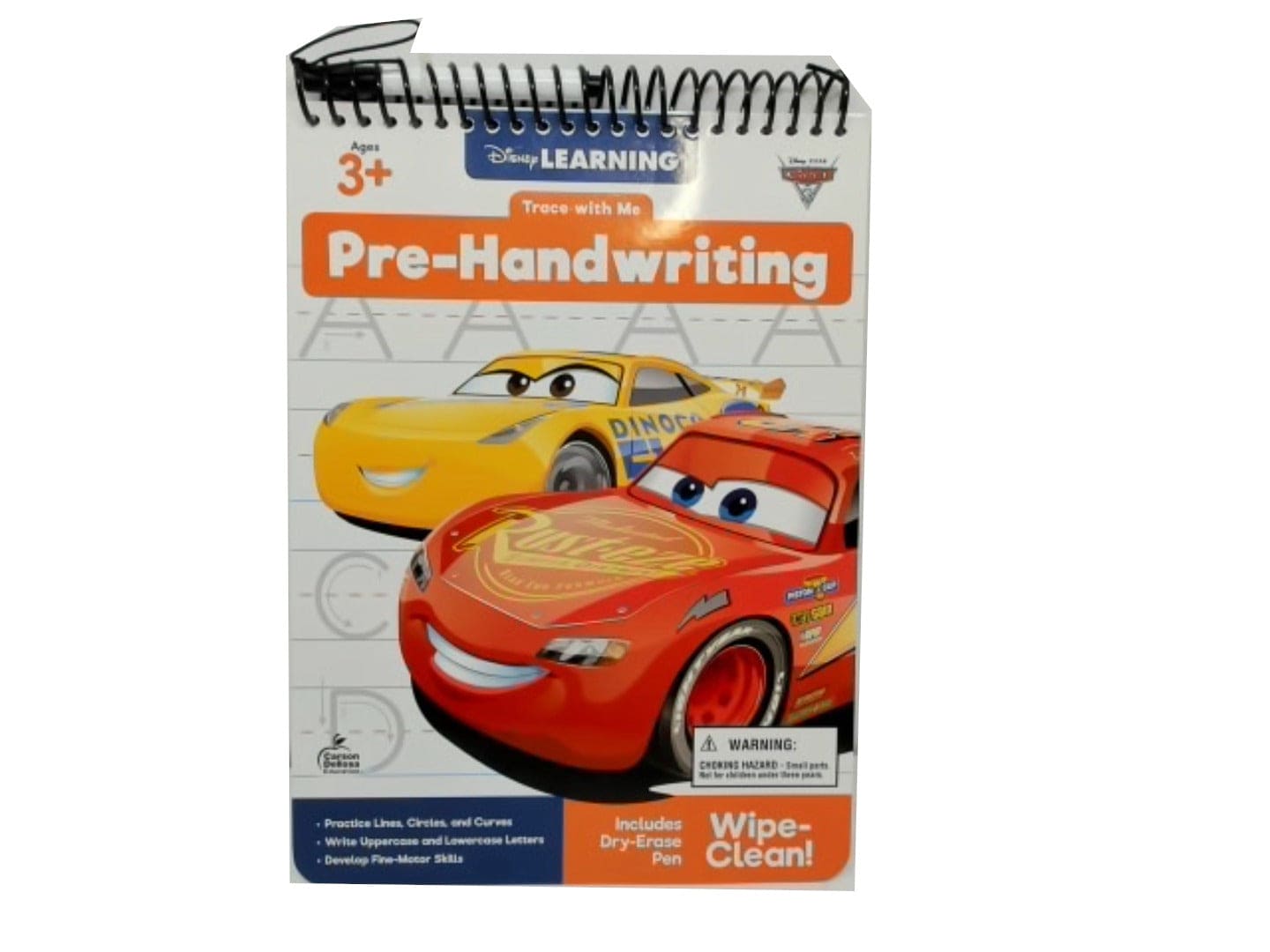 Trace With Me Pre-Handwriting Cars 3 Dry Erase w/Marker Disney - Brantford Surplus