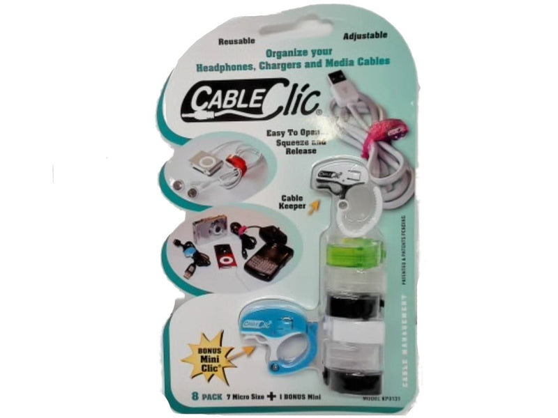 Cable Organizers 7pk. Adjustable 7 Micro + 1 Mini Cable Clic