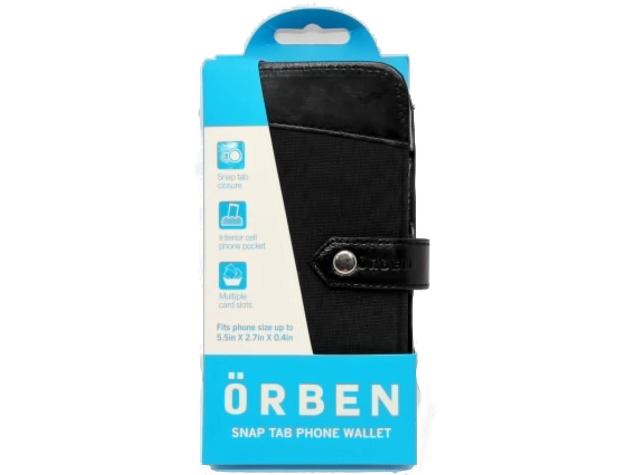 Snap Tab Phone Wallet 5.5"x2.7"x0.4" Black Orben - Brantford Surplus