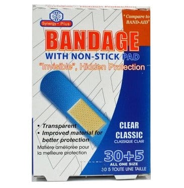 Bandage with non-stick pad clear transparent 30+5 - Brantford Surplus