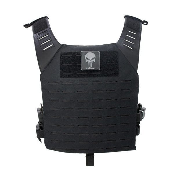 Valken Alpha Laser Cut MOLLE Plate Carrier - black skull - Brantford Surplus