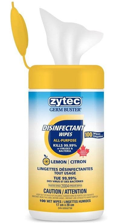 Disinfecting wipes 100 pack Zytec citric acid - Brantford Surplus