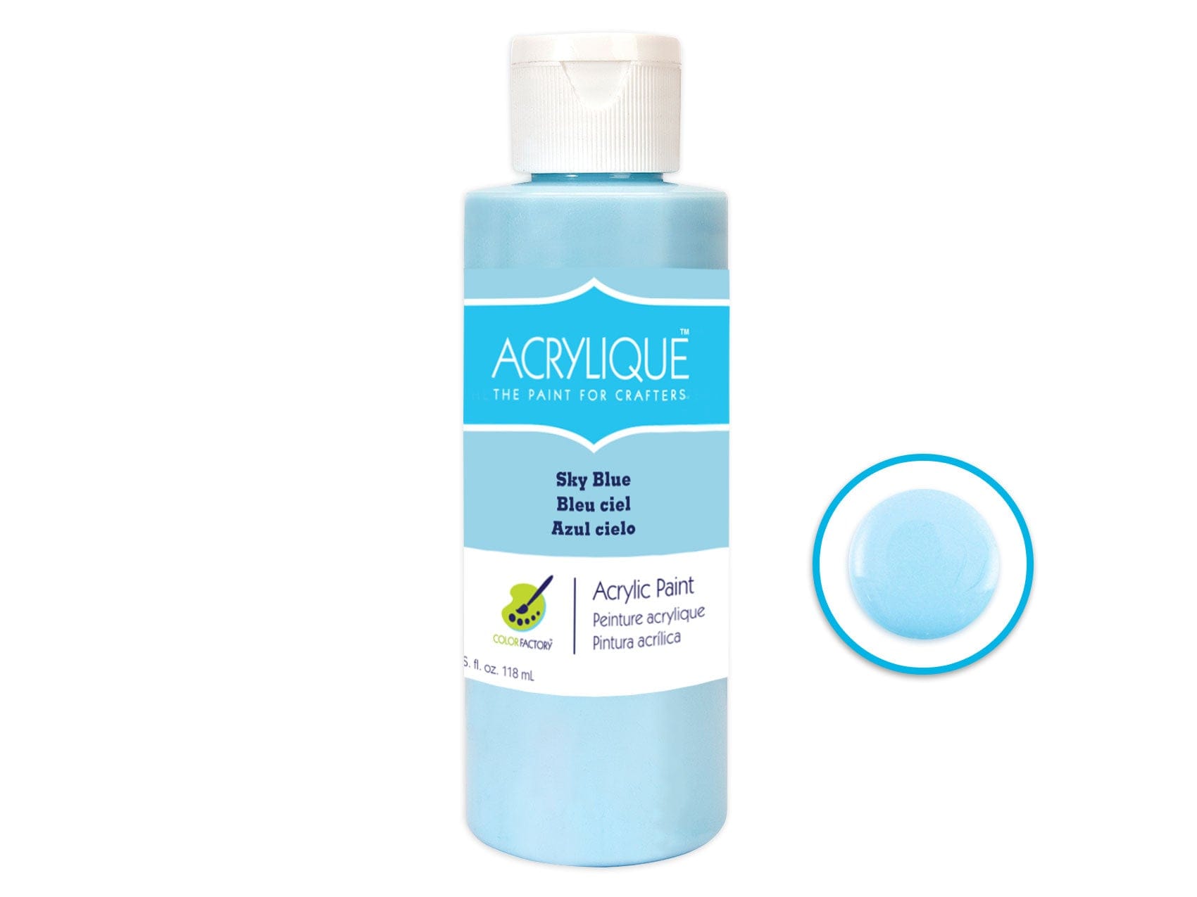 115 SKY BLUE Color Factory: 4oz Acrylique Paint for Crafter's - Brantford Surplus
