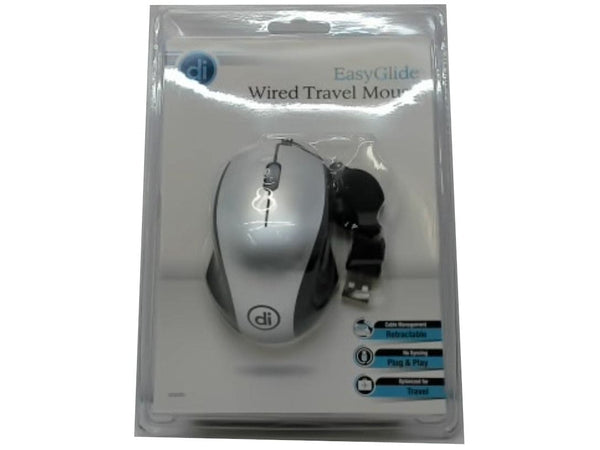Wired Travel Mouse Easy Glide Retractable Cable