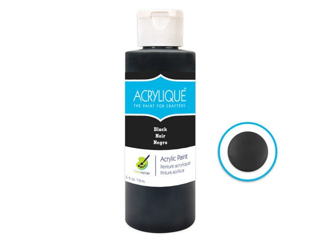 180 BLACK Color Factory: 4oz Acrylique Paint for Crafter's - Brantford Surplus