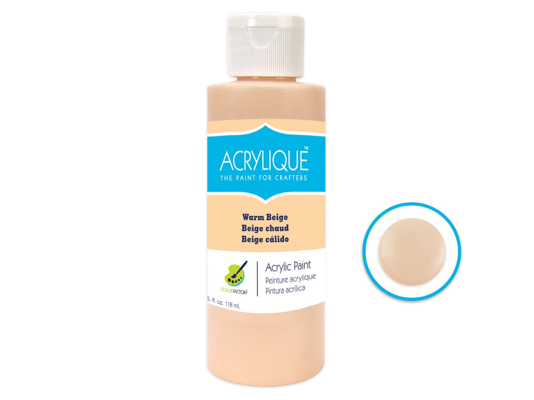 195 WARM BEIGE Color Factory: 4oz Acrylique Paint for Crafter's - Brantford Surplus