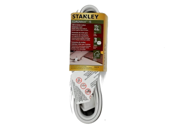 Extension Cord 15' 3 Outlet Indoor White 16/2 Spt-2 Cordmax 15 Stanley
