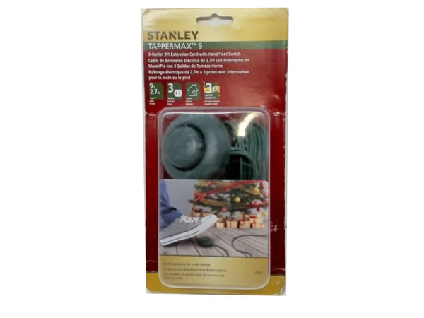 Extension Cord w/Switch 3 Outlet 9' Green Indoor 16/2 SPT-2 Tappermax 9 Stanley