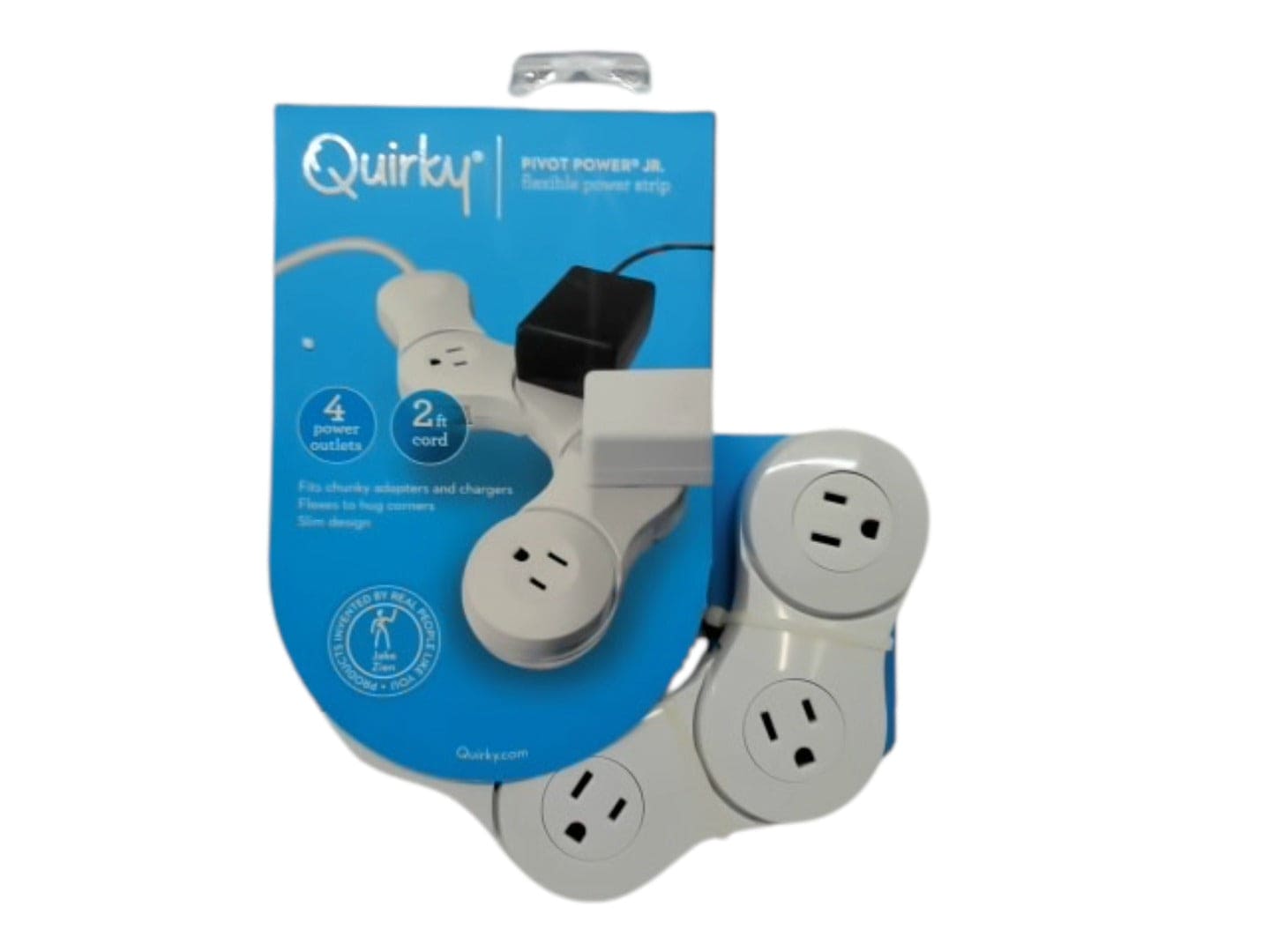 Flexible Power Strip 4 Outlets 2' Cord White Quirky Pivot Power Jr. - Brantford Surplus