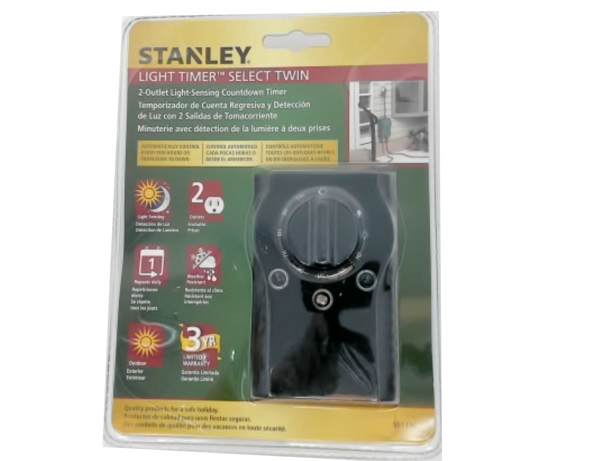 Light Sensing Countdown Timer 2 Outlets Outdoor Stanley (endcap) - Brantford Surplus