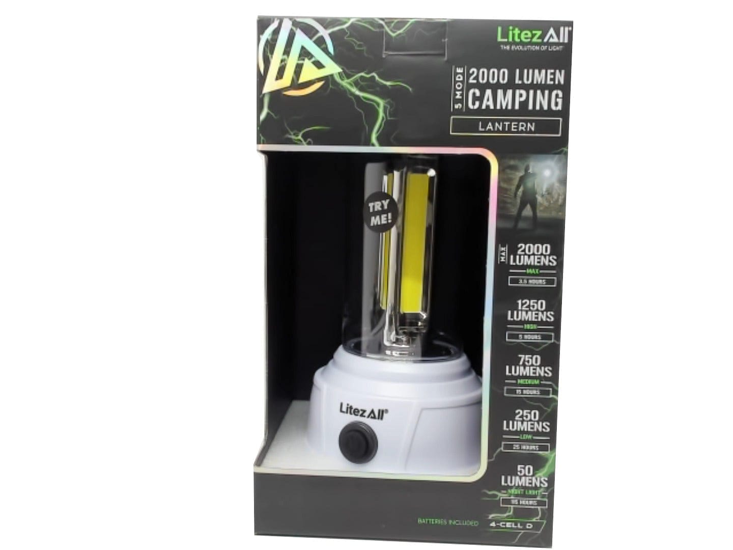 Litezall - 2000 Lumens - Super Bright Camping Lantern w / 5 Modes of Light - Brantford Surplus