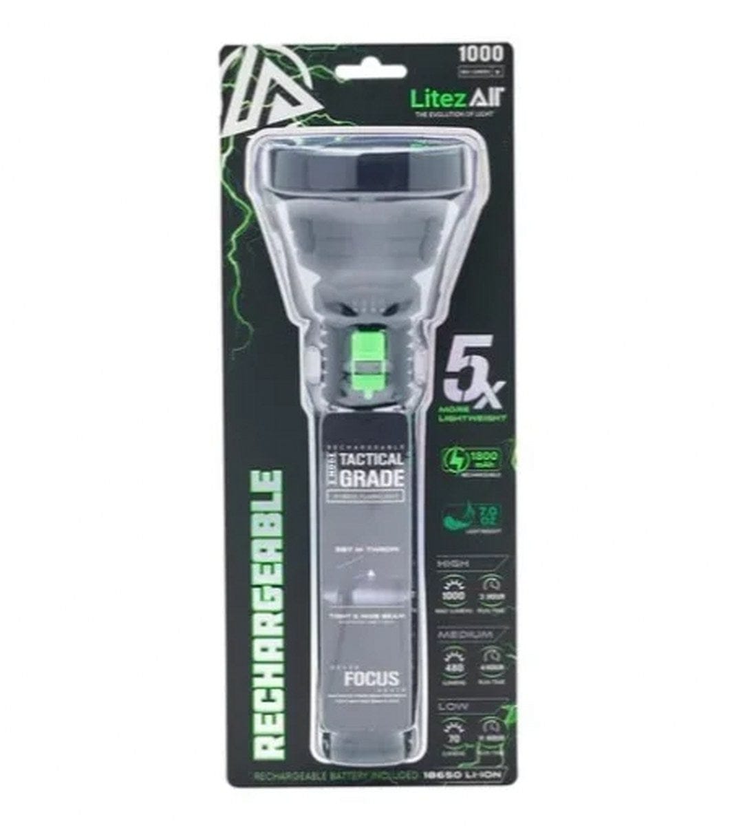 Flashlight 1000 Lumens Rechargeable Litezall - Brantford Surplus