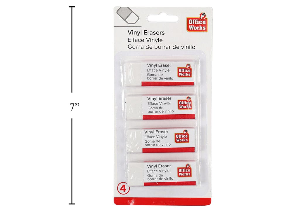 White Vinyl Eraser 4 pack office works - Brantford Surplus