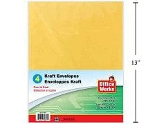 O.WKs. 4-pc 10x13" Kraft Envelopes