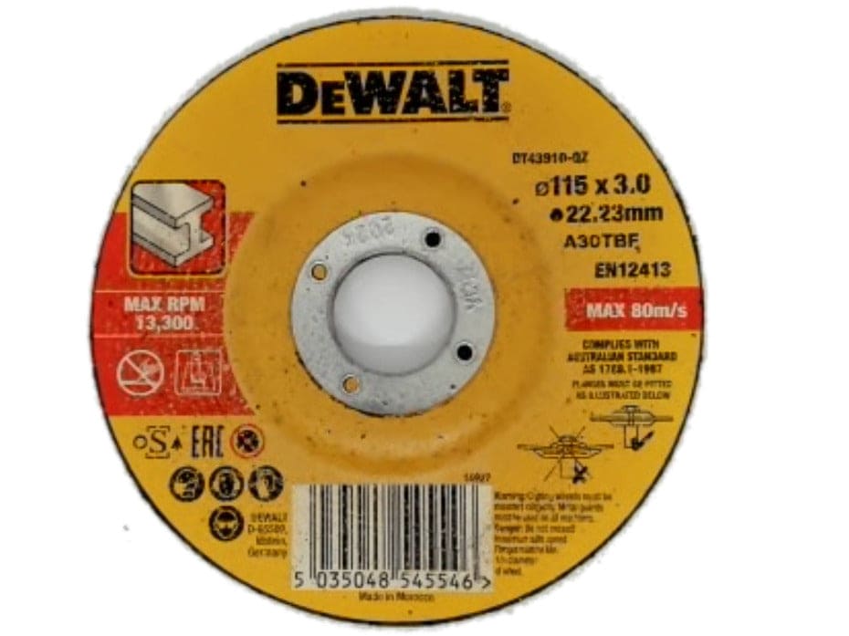 Metal Cutting Wheel Depressed Center 4 1/2 "115x3.0x22.23mm Dewalt - Brantford Surplus