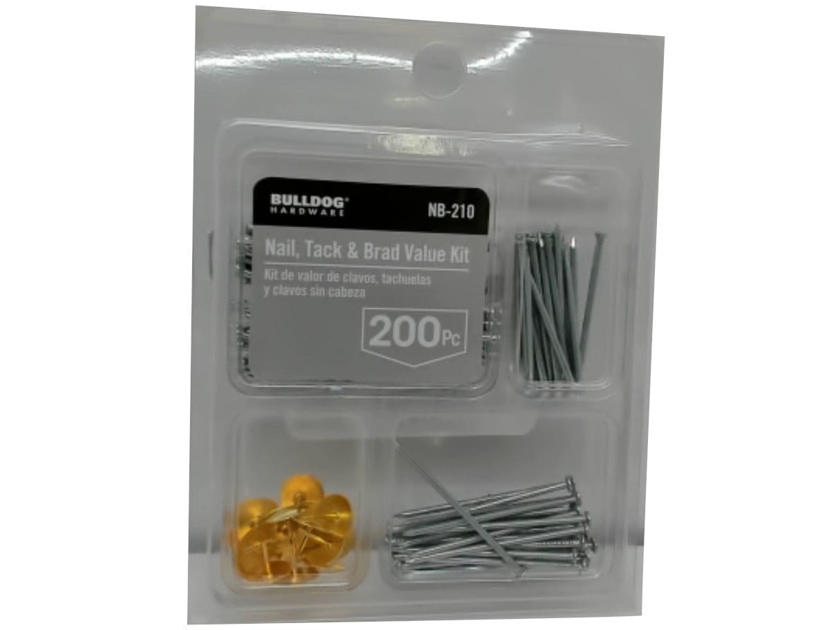 Nail, Tack & Brad Value Kit 200pcs Bulldog - Brantford Surplus