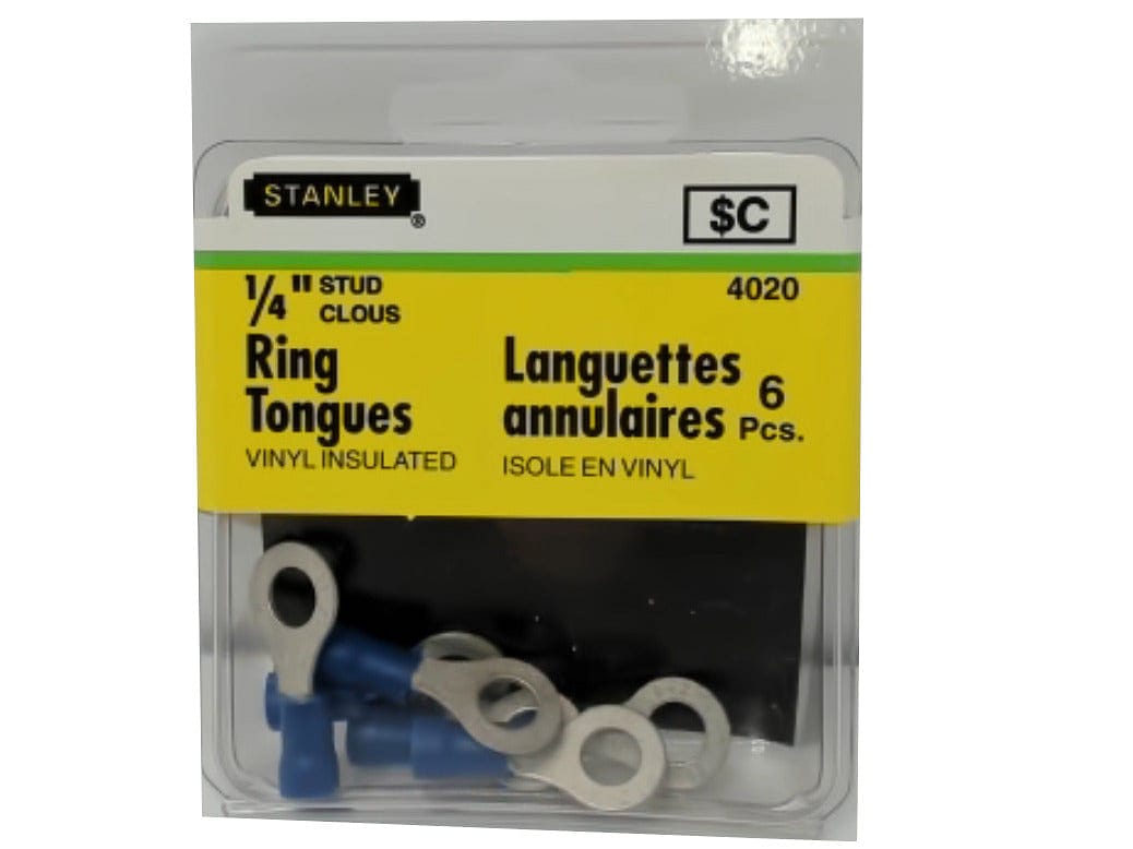 Ring Tongues 1/4" Stud 6pk. Vinyl Insulated Stanley - Brantford Surplus