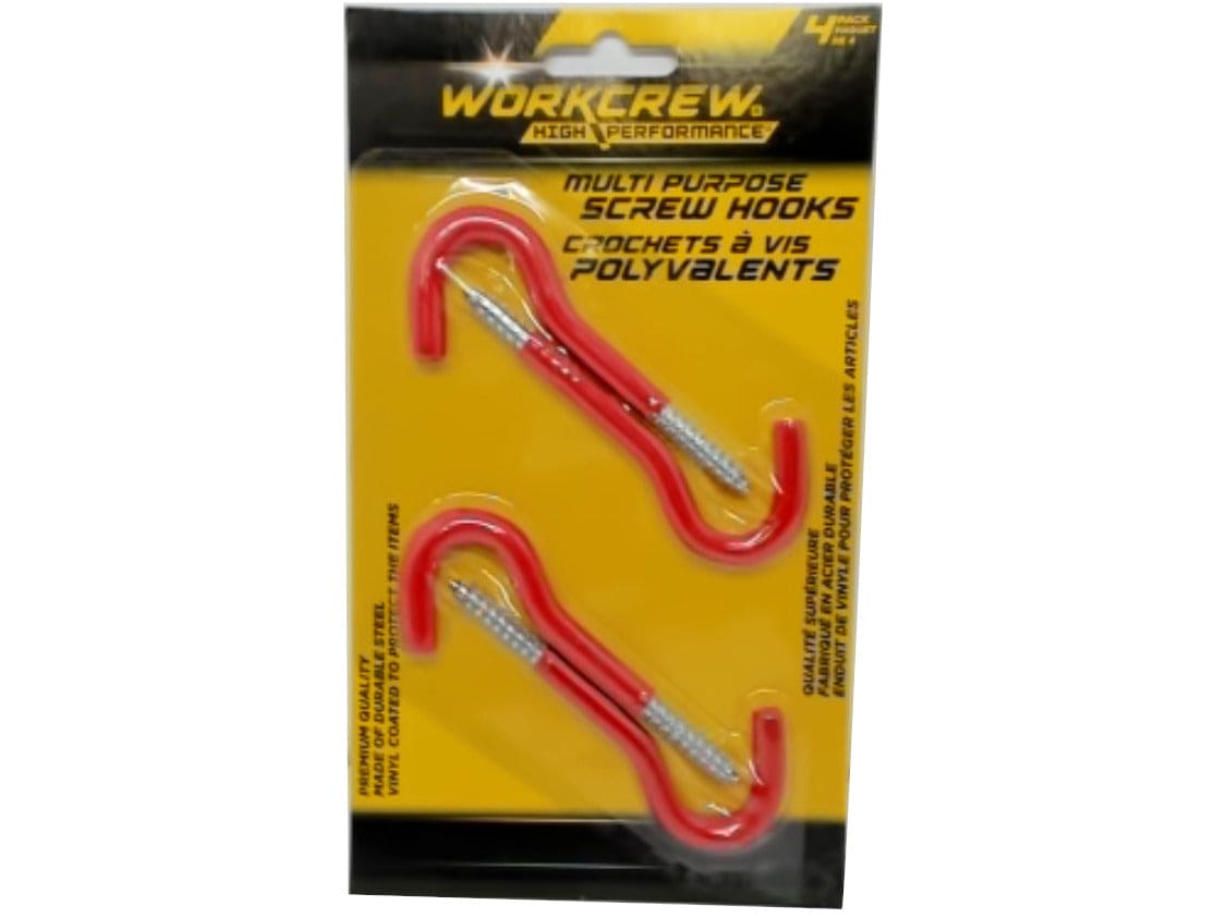 Multi Purpose Screw Hooks 4pk. Workcrew - Brantford Surplus