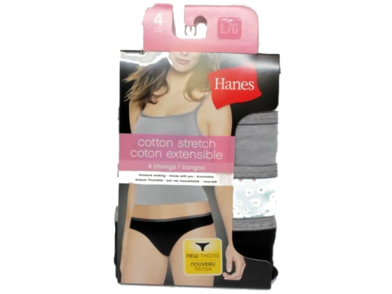 Cotton Stretch Thongs 4pk. Large Hanes - Brantford Surplus