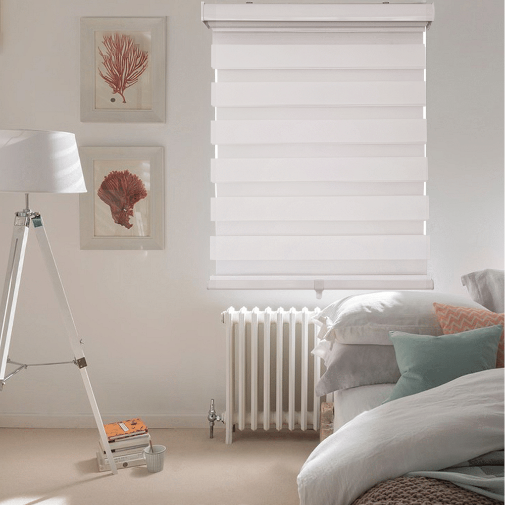 Cordless Polyester Light Filtering Zebra Blind - Brantford Surplus