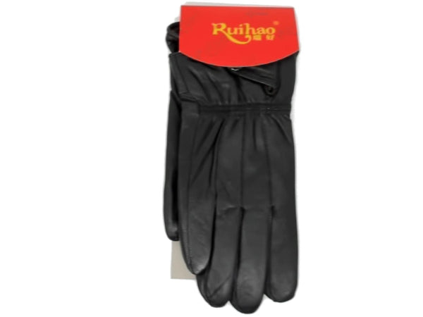Gloves Leather Men's Lined Black Ruihao