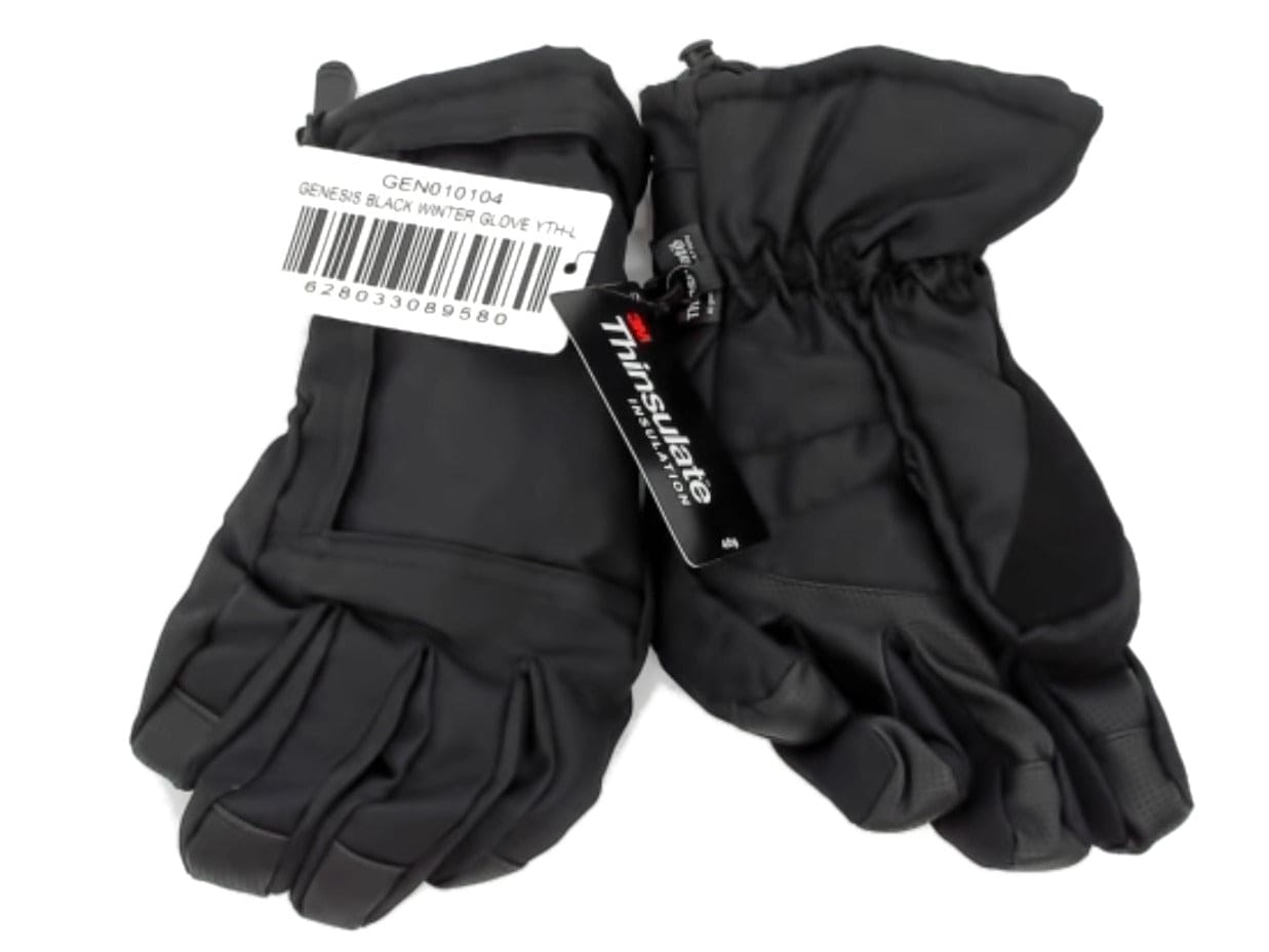 Winter Gloves Genesis Black Youth Large Thinsulate - Brantford Surplus