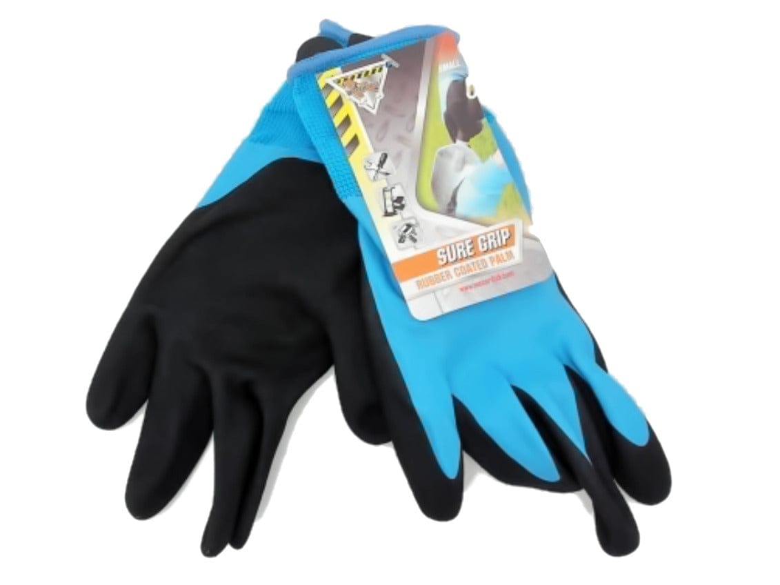 Gloves Rubber Coated Palm Small Black/Blue Sure Grip - Brantford Surplus