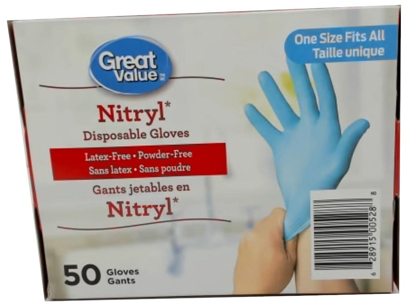 Nitryl Disposable Gloves 50pk. One Size Fits All Great Value (promo)