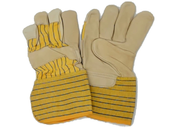 Work Gloves Grain Leather Fleece Lined 4" Gauntlet